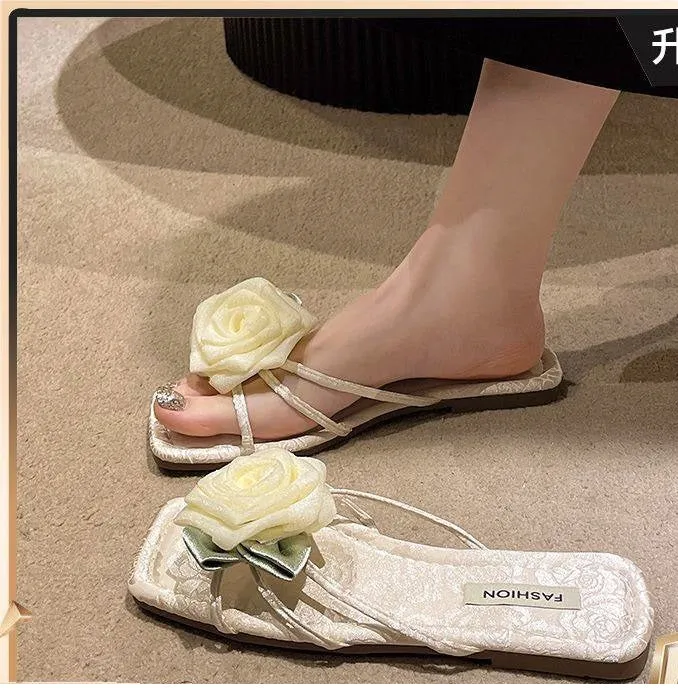 Elegant Lace Rose Sandals