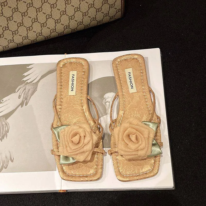 Elegant Lace Rose Sandals
