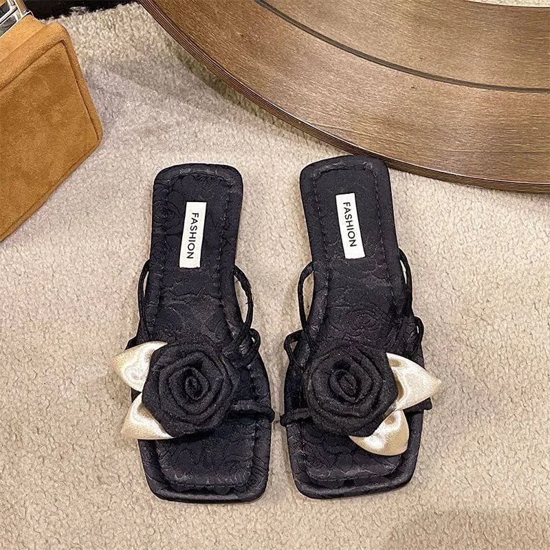 Elegant Lace Rose Sandals