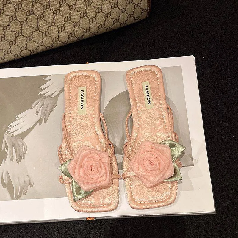 Elegant Lace Rose Sandals