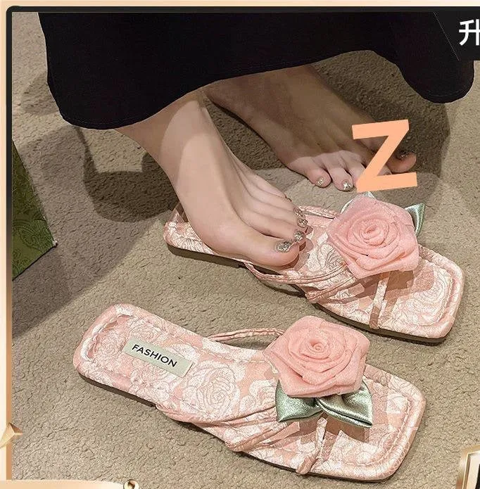 Elegant Lace Rose Sandals