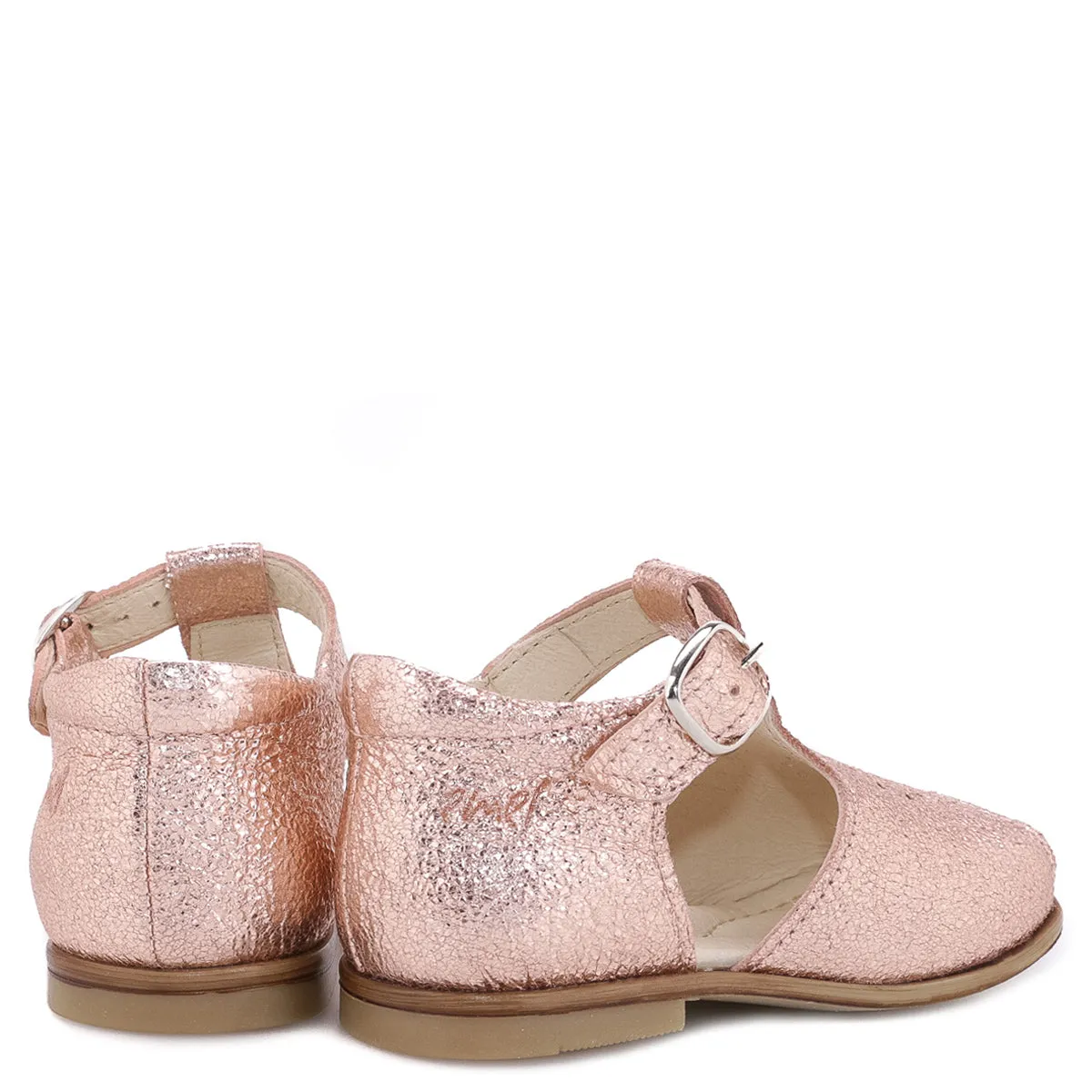 Emel Rose Gold Peep Toe Buckle Sandal