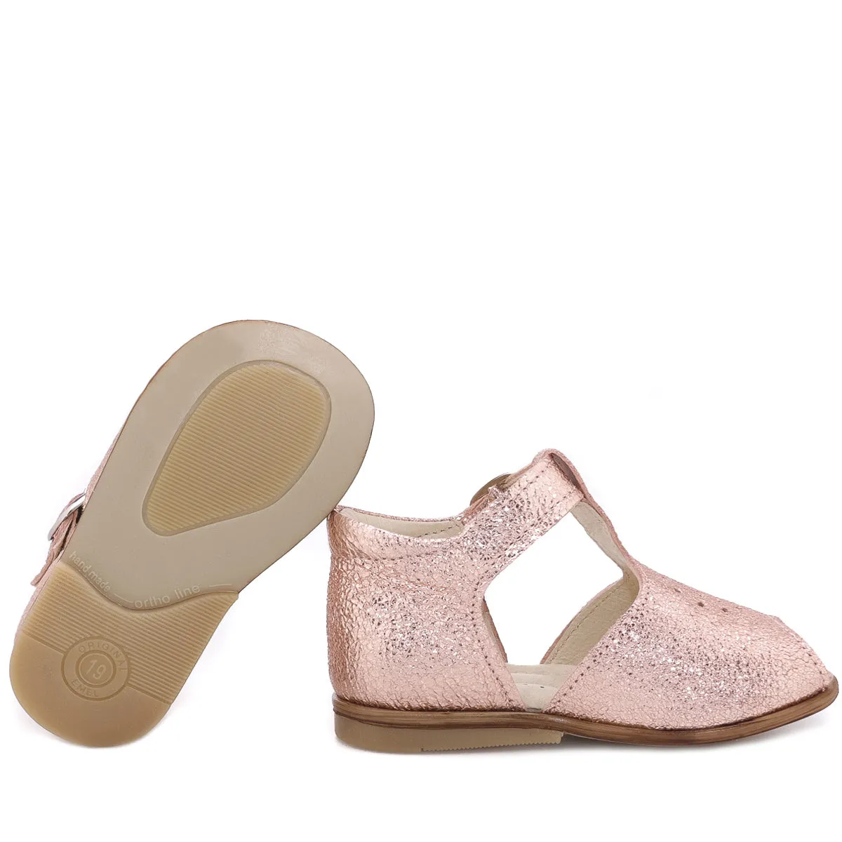 Emel Rose Gold Peep Toe Buckle Sandal