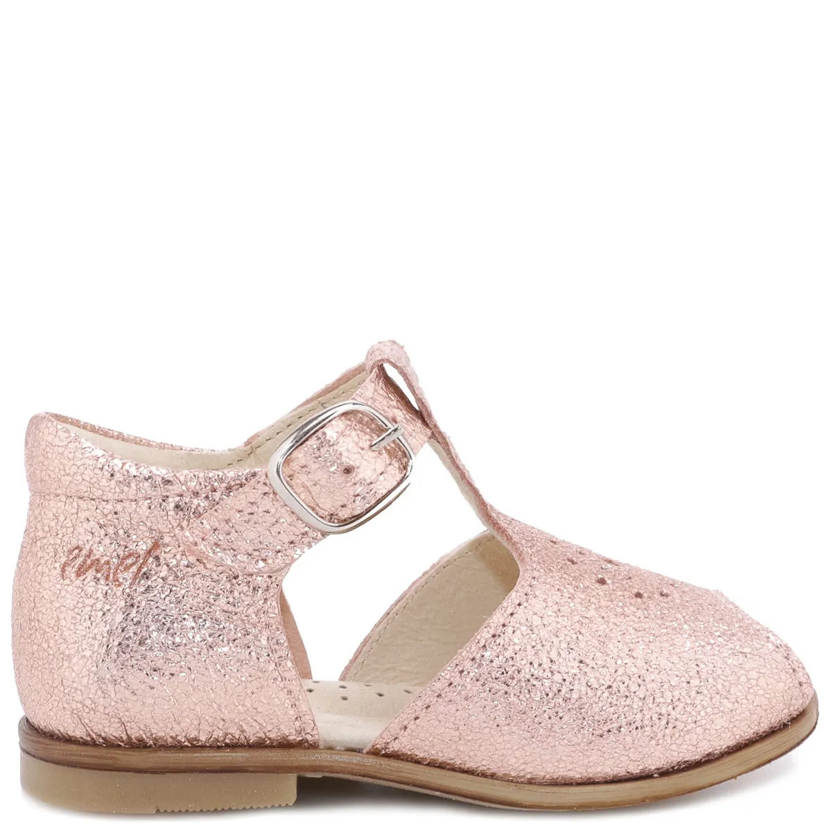 Emel Rose Gold Peep Toe Buckle Sandal