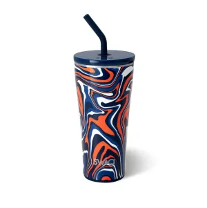 Fanzone Navy   Orange Straw Tumbler (32oz)