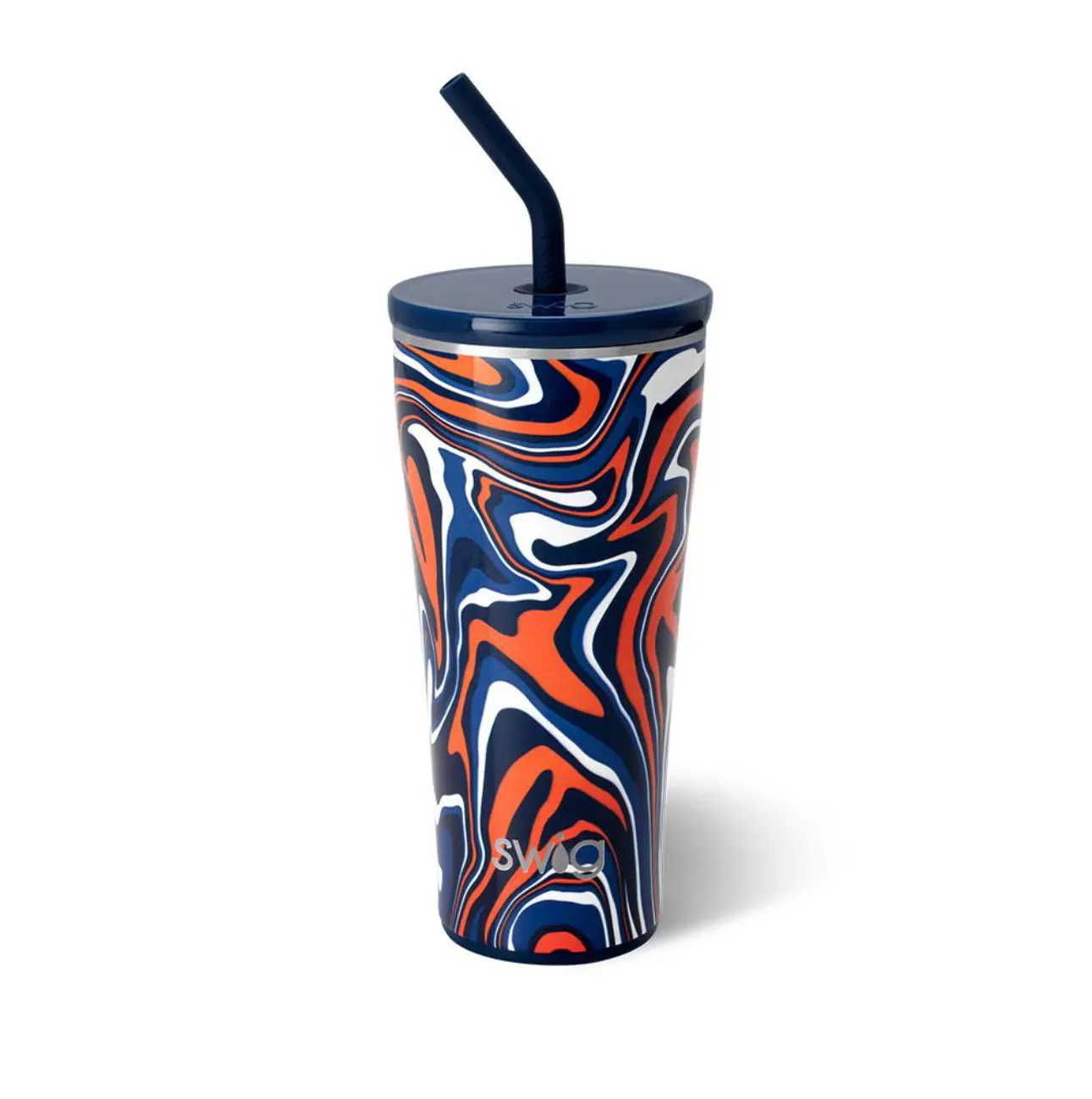 Fanzone Navy   Orange Straw Tumbler (32oz)