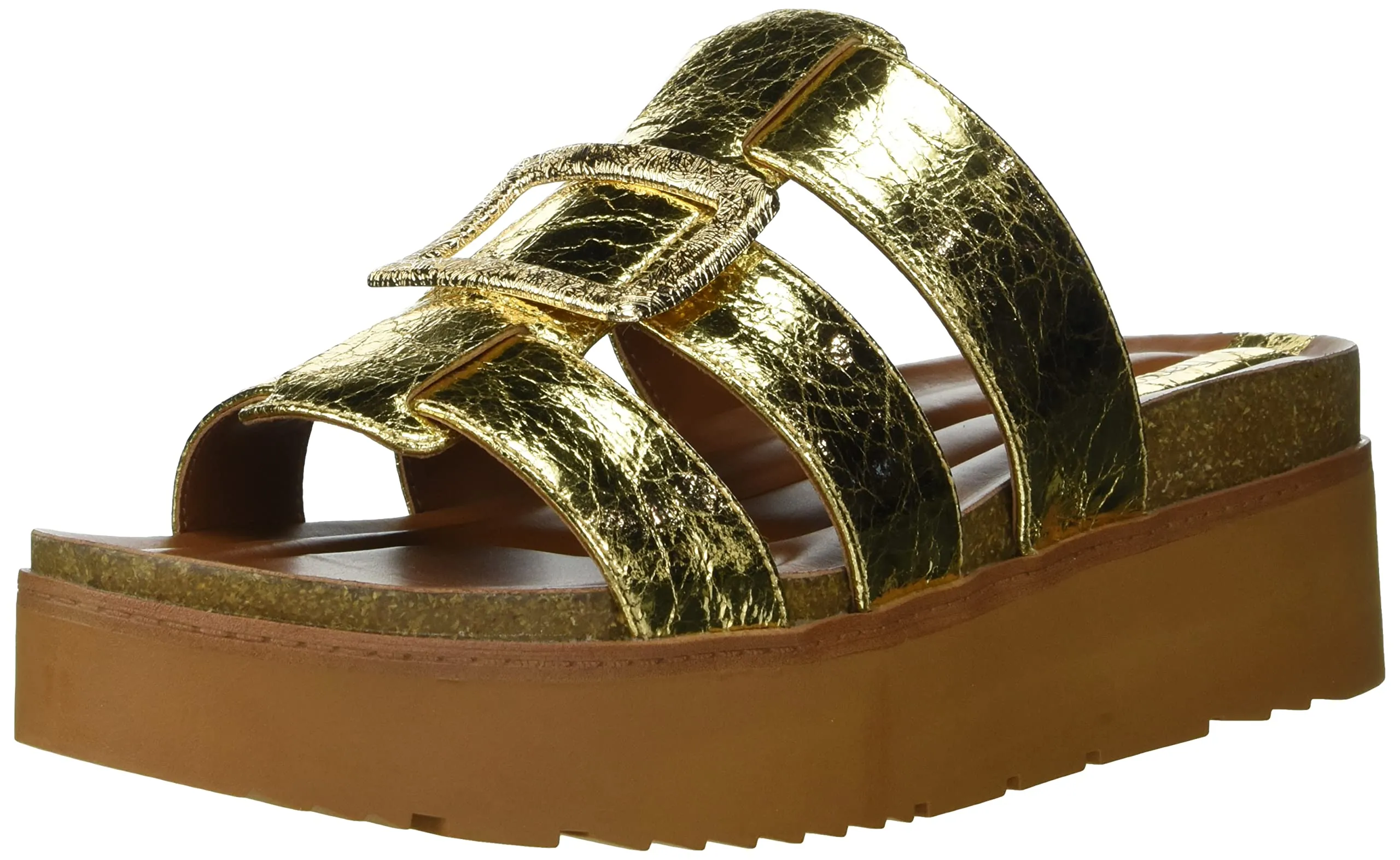 Franco Sarto Womens L-Patricia Espadrille Wedge Sandal Gold 8 M