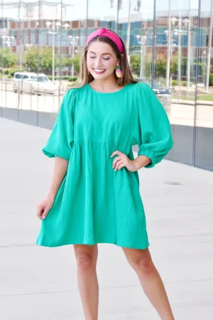Green With Envy Gauze Babydoll Dress