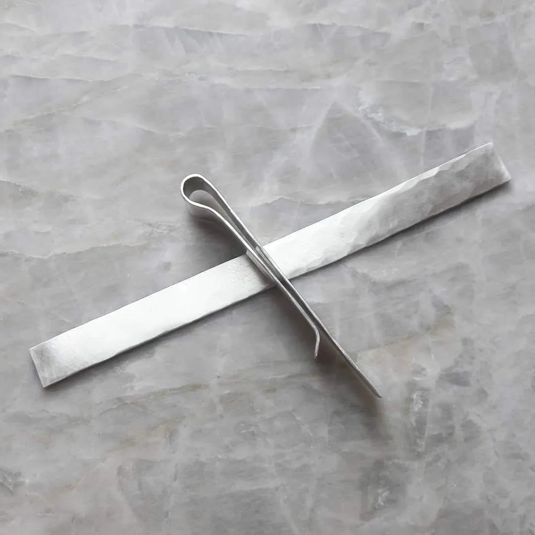 Hand-Hammered Tie Bar in Brushed Satin Finish :: Made to Order