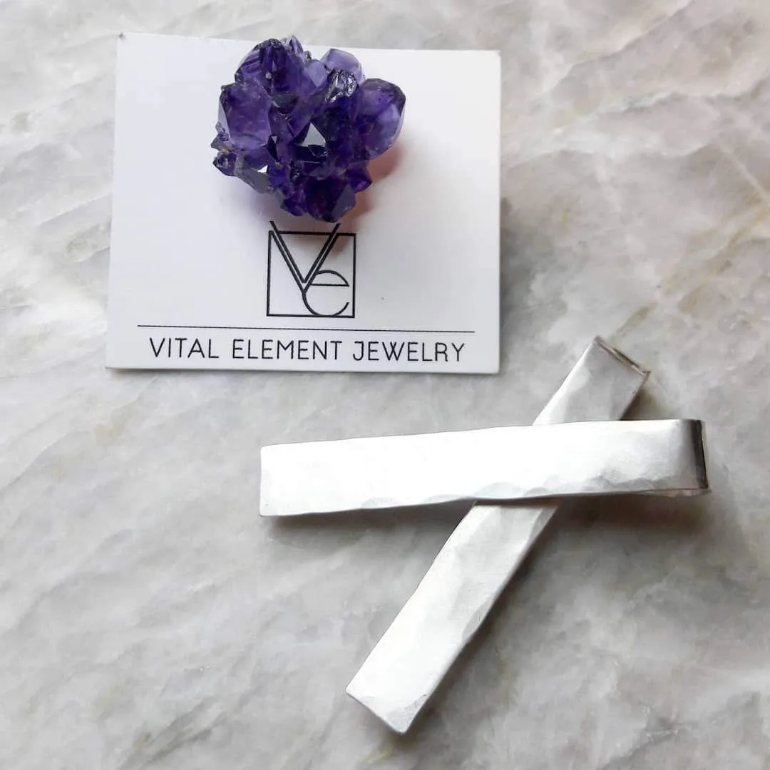 Hand-Hammered Tie Bar in Brushed Satin Finish :: Made to Order
