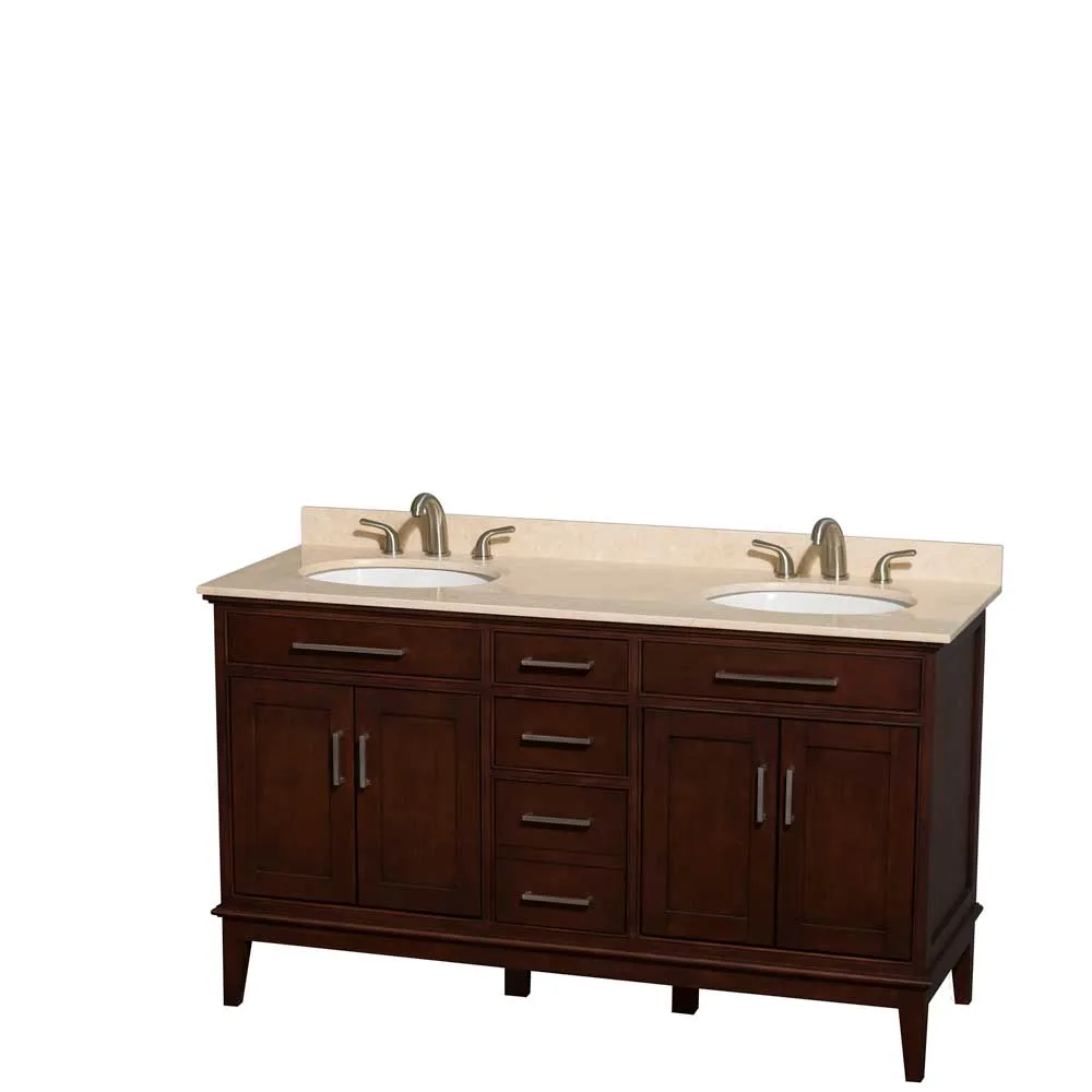 Hatton 60 Inch Double Bathroom Vanity in Dark Chestnut