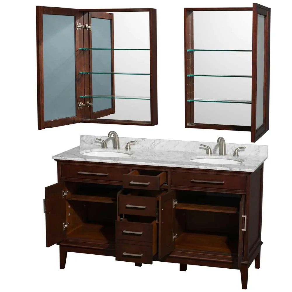 Hatton 60 Inch Double Bathroom Vanity in Dark Chestnut