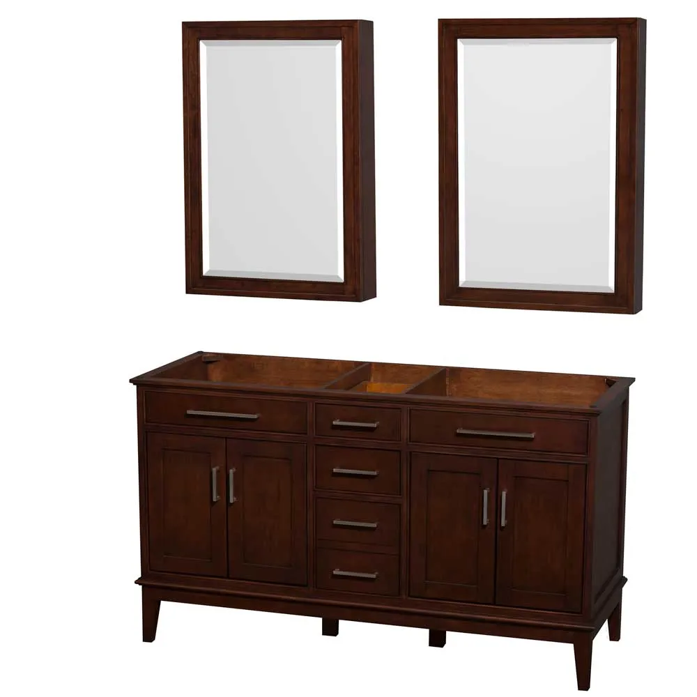 Hatton 60 Inch Double Bathroom Vanity in Dark Chestnut