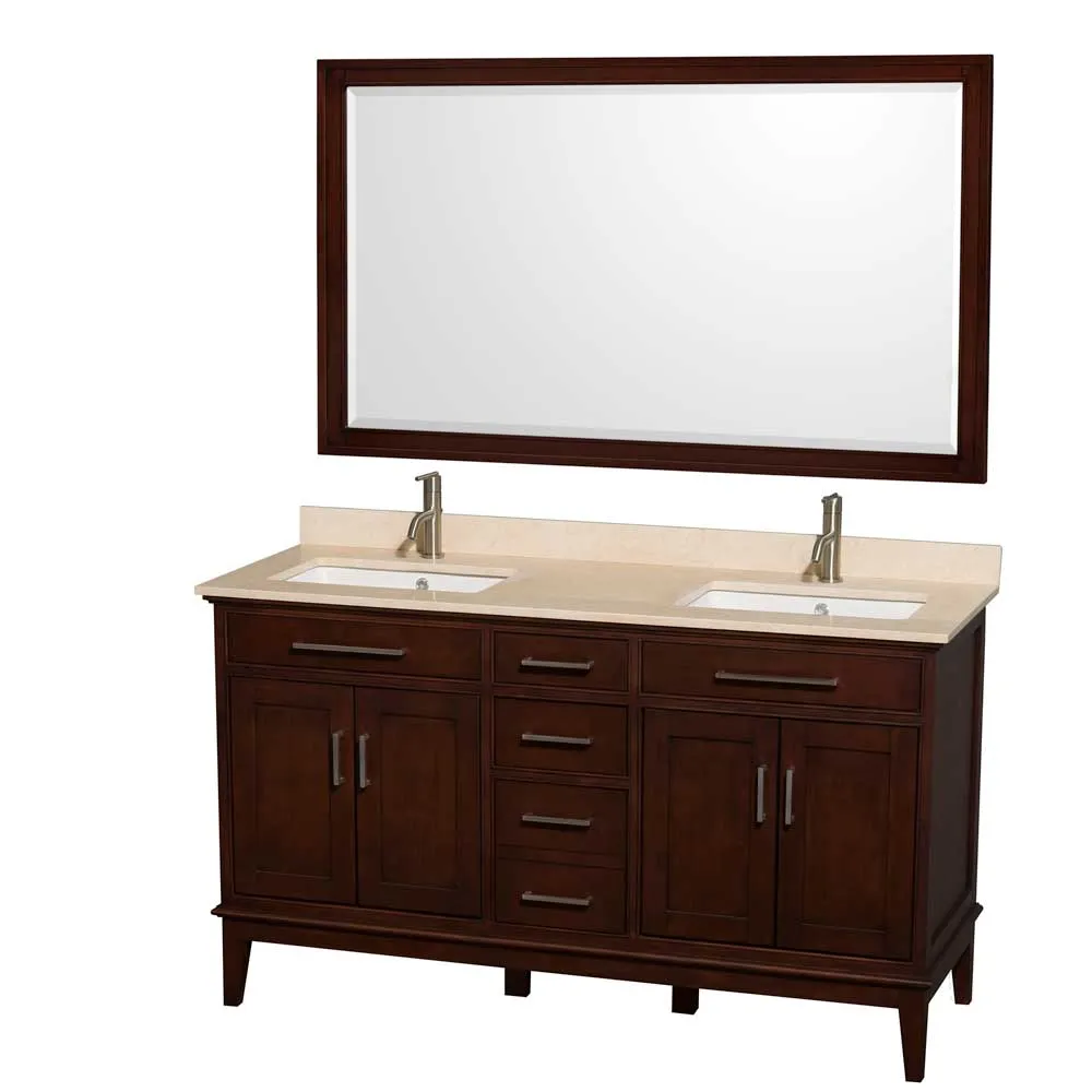 Hatton 60 Inch Double Bathroom Vanity in Dark Chestnut