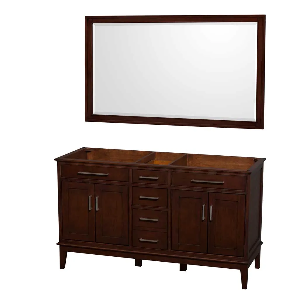 Hatton 60 Inch Double Bathroom Vanity in Dark Chestnut