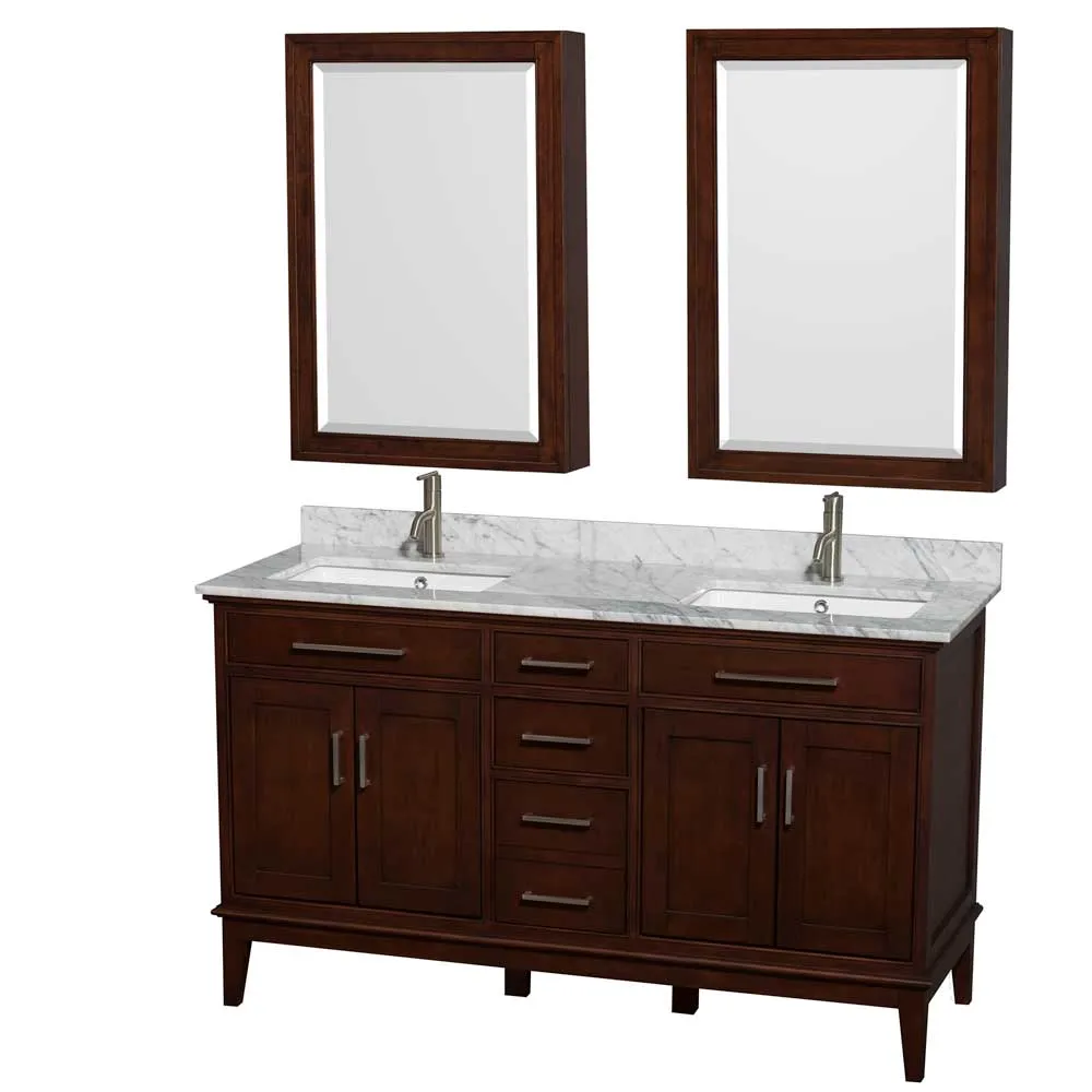 Hatton 60 Inch Double Bathroom Vanity in Dark Chestnut