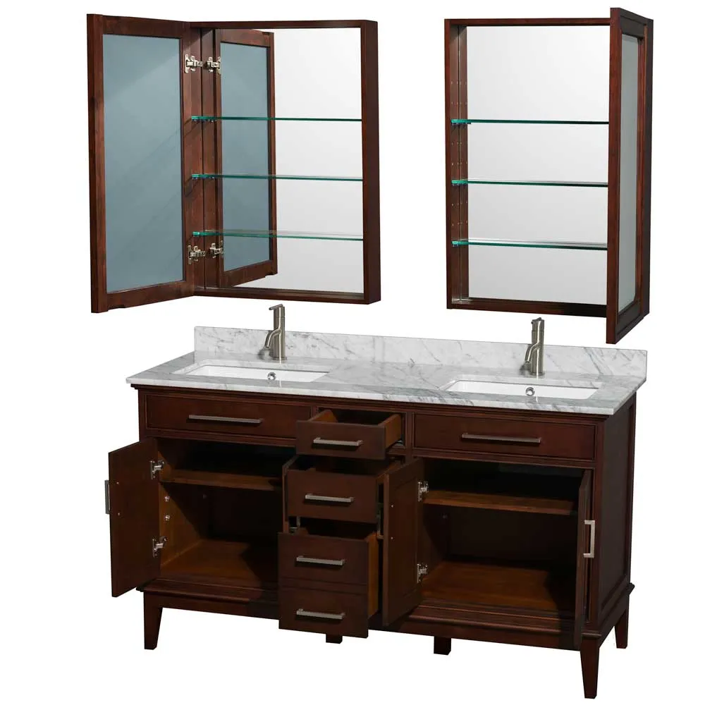 Hatton 60 Inch Double Bathroom Vanity in Dark Chestnut