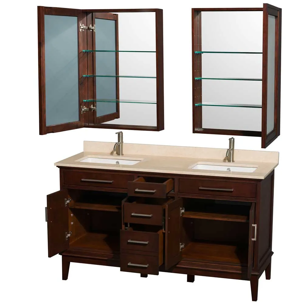 Hatton 60 Inch Double Bathroom Vanity in Dark Chestnut