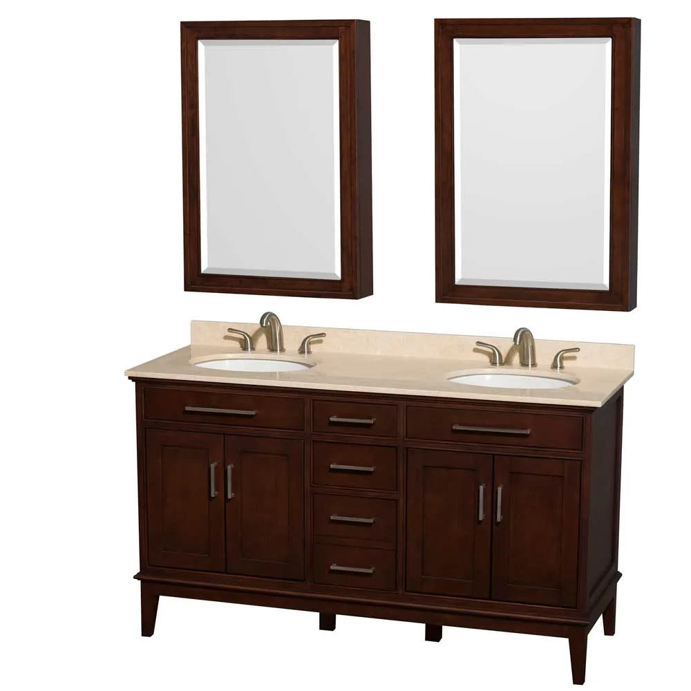 Hatton 60 Inch Double Bathroom Vanity in Dark Chestnut