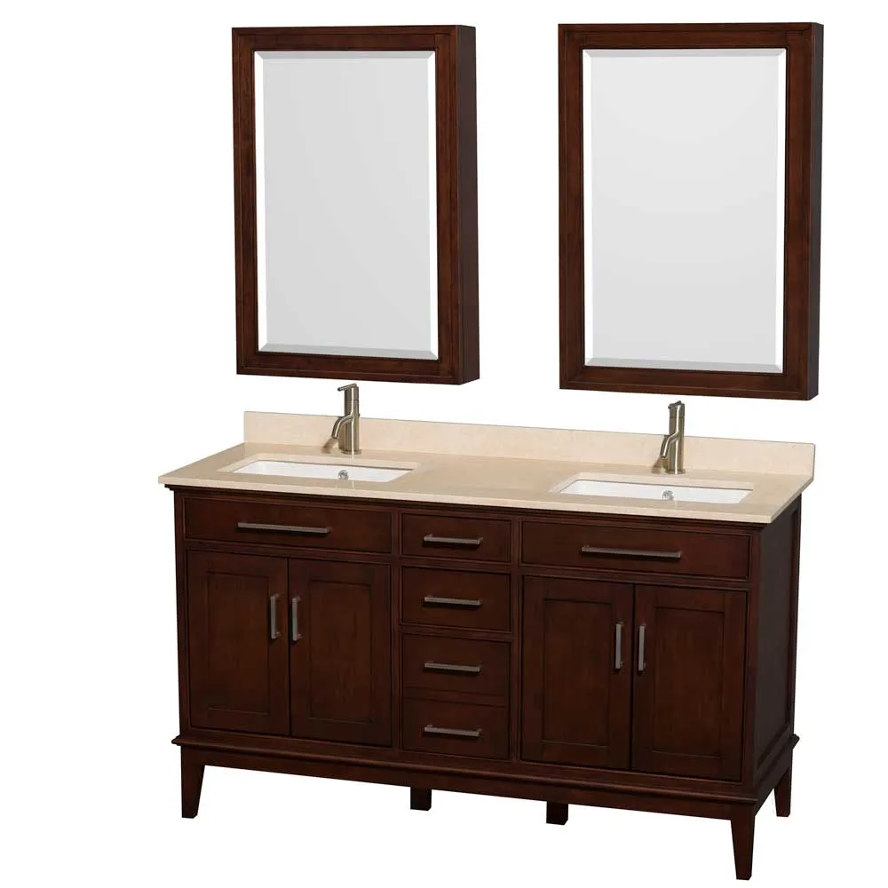 Hatton 60 Inch Double Bathroom Vanity in Dark Chestnut