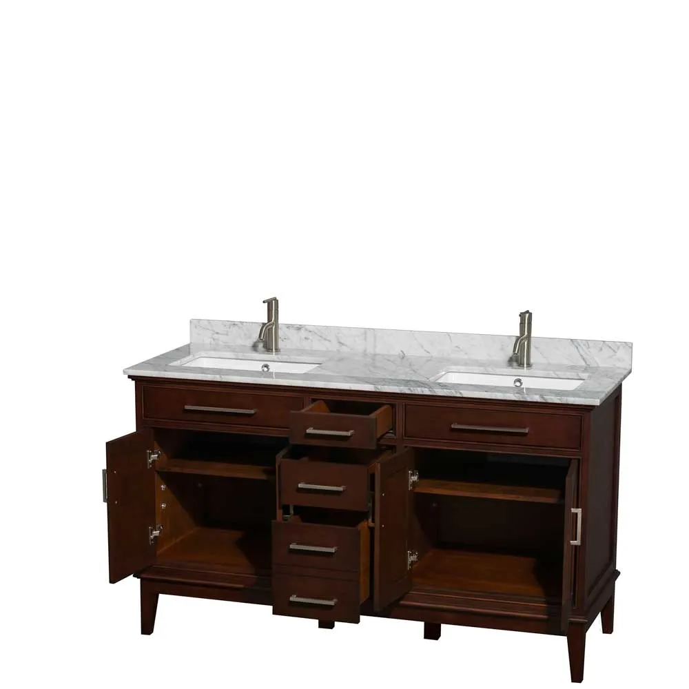 Hatton 60 Inch Double Bathroom Vanity in Dark Chestnut