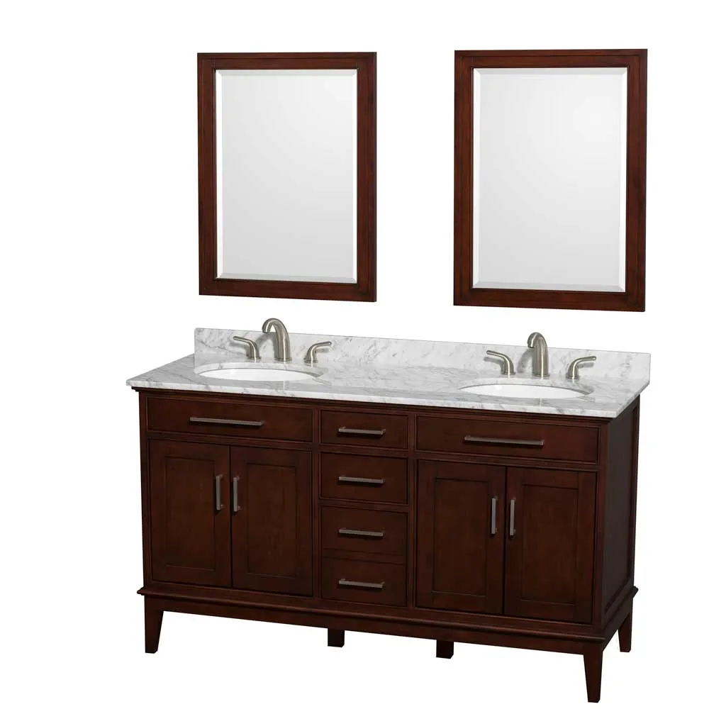 Hatton 60 Inch Double Bathroom Vanity in Dark Chestnut