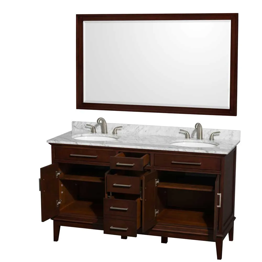 Hatton 60 Inch Double Bathroom Vanity in Dark Chestnut