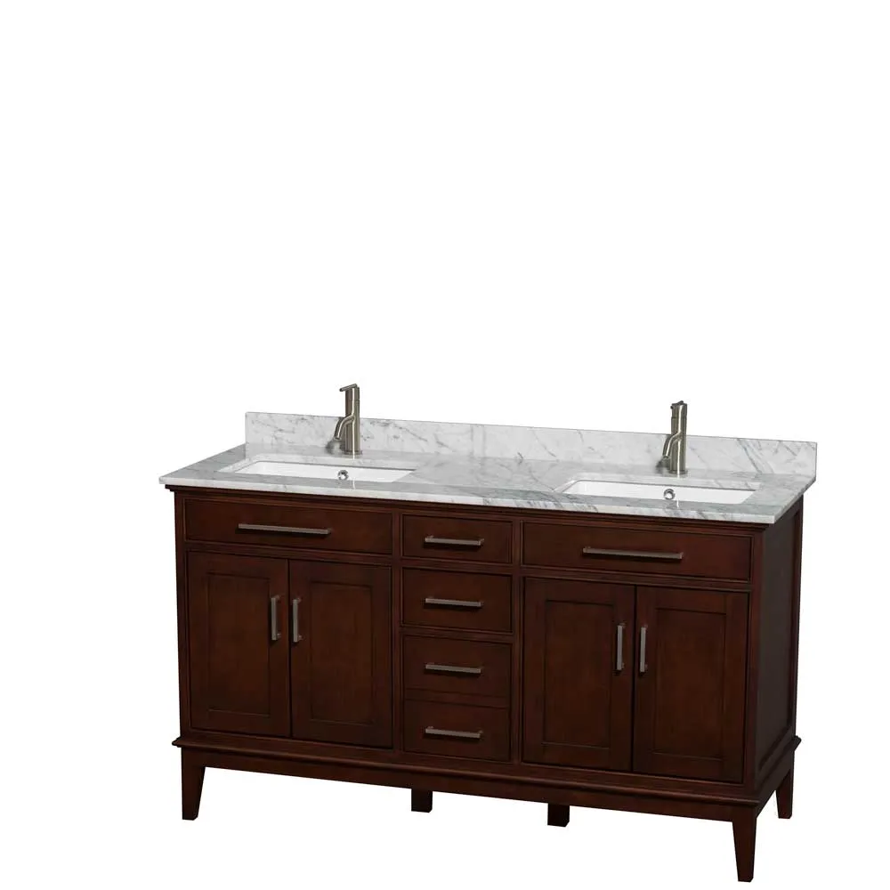 Hatton 60 Inch Double Bathroom Vanity in Dark Chestnut