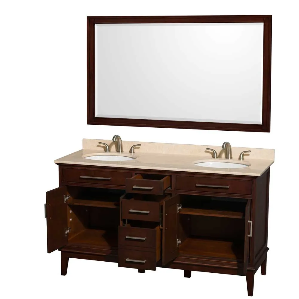 Hatton 60 Inch Double Bathroom Vanity in Dark Chestnut