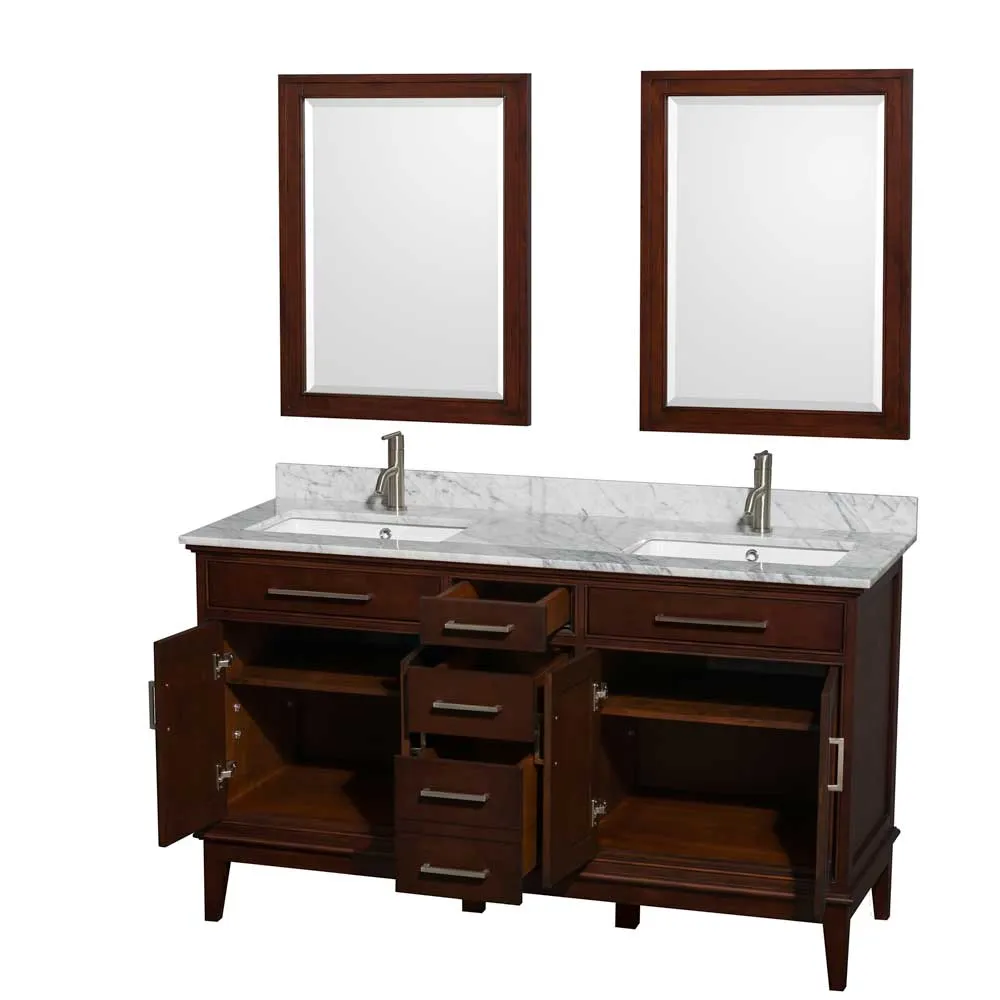 Hatton 60 Inch Double Bathroom Vanity in Dark Chestnut