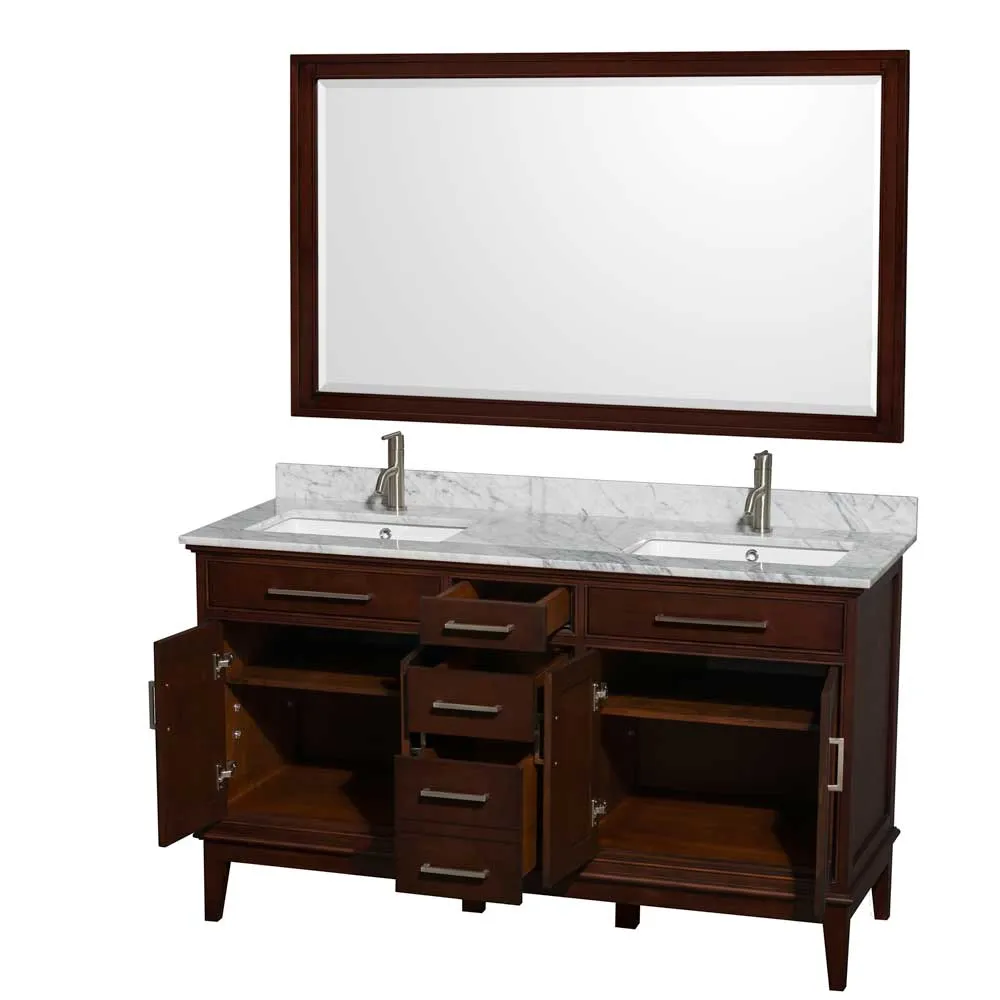 Hatton 60 Inch Double Bathroom Vanity in Dark Chestnut