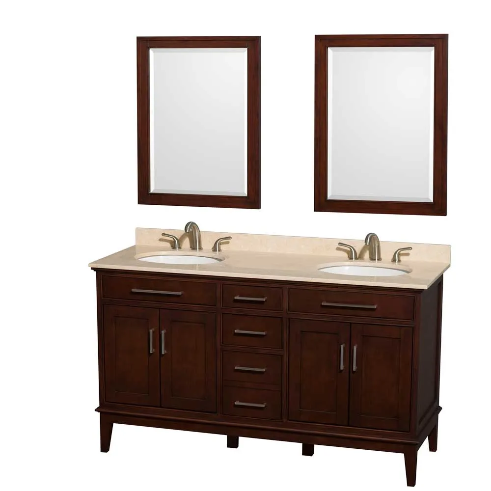 Hatton 60 Inch Double Bathroom Vanity in Dark Chestnut