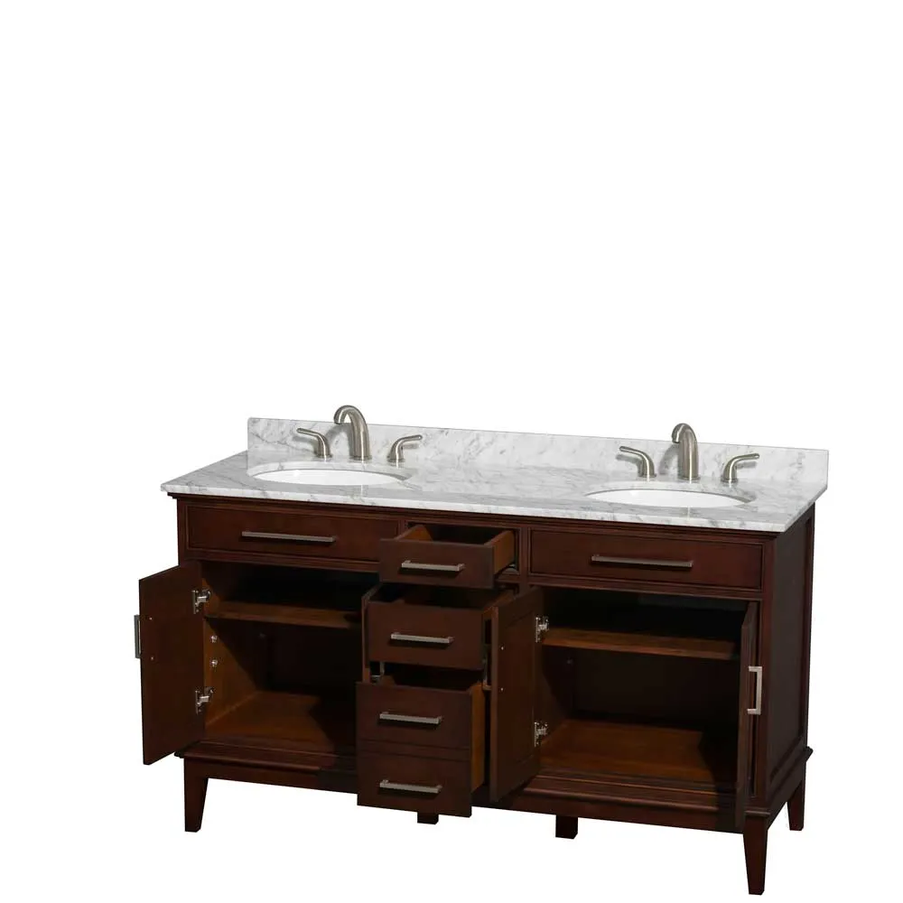 Hatton 60 Inch Double Bathroom Vanity in Dark Chestnut