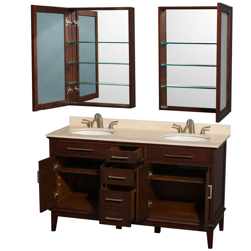 Hatton 60 Inch Double Bathroom Vanity in Dark Chestnut