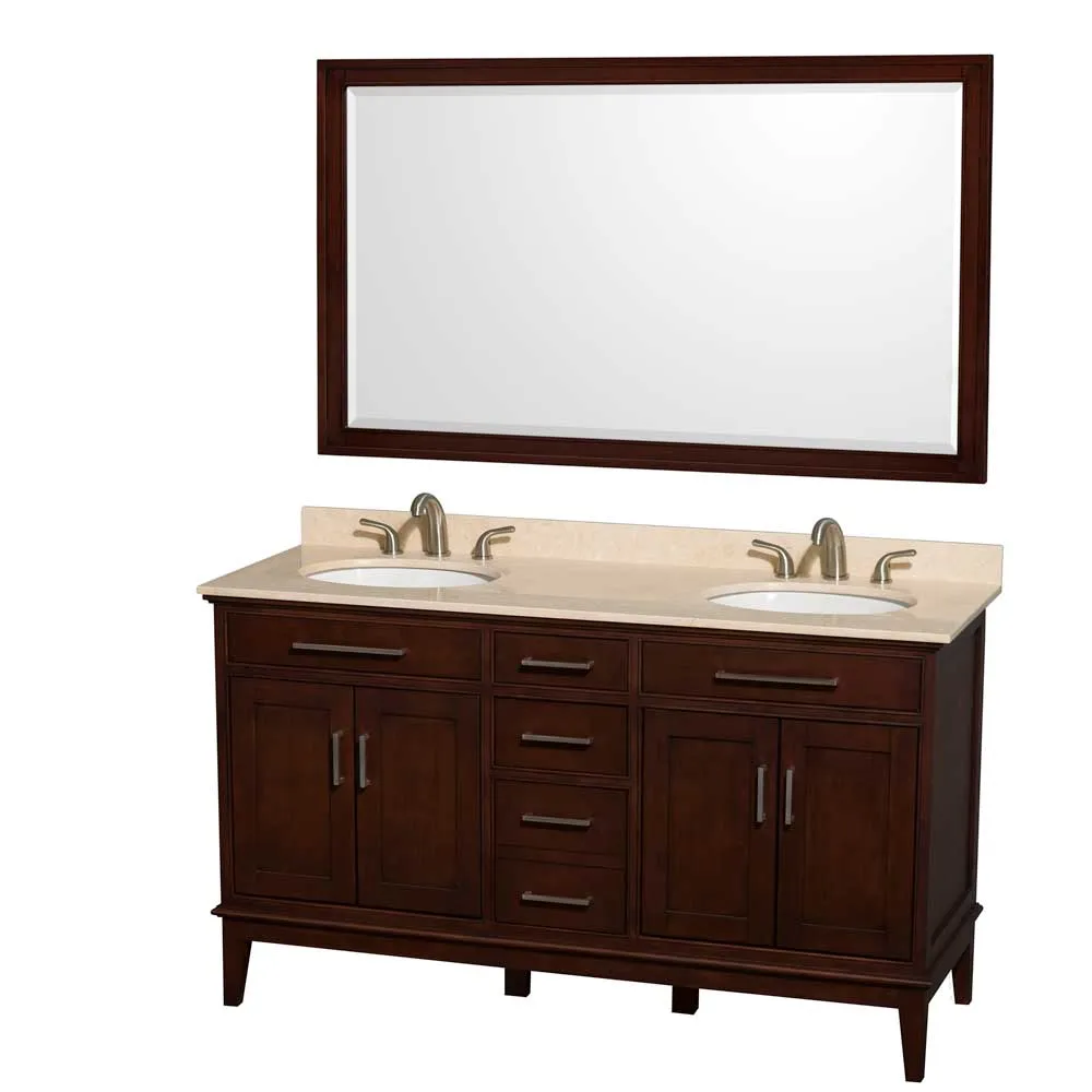 Hatton 60 Inch Double Bathroom Vanity in Dark Chestnut