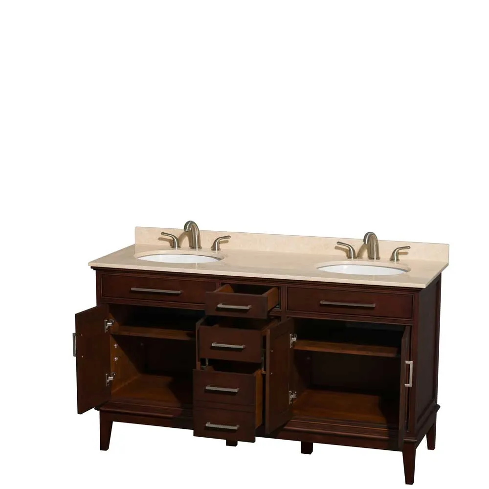 Hatton 60 Inch Double Bathroom Vanity in Dark Chestnut