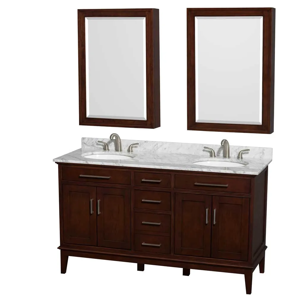 Hatton 60 Inch Double Bathroom Vanity in Dark Chestnut