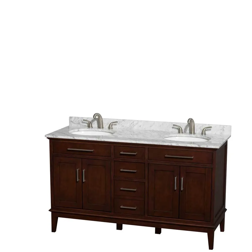 Hatton 60 Inch Double Bathroom Vanity in Dark Chestnut