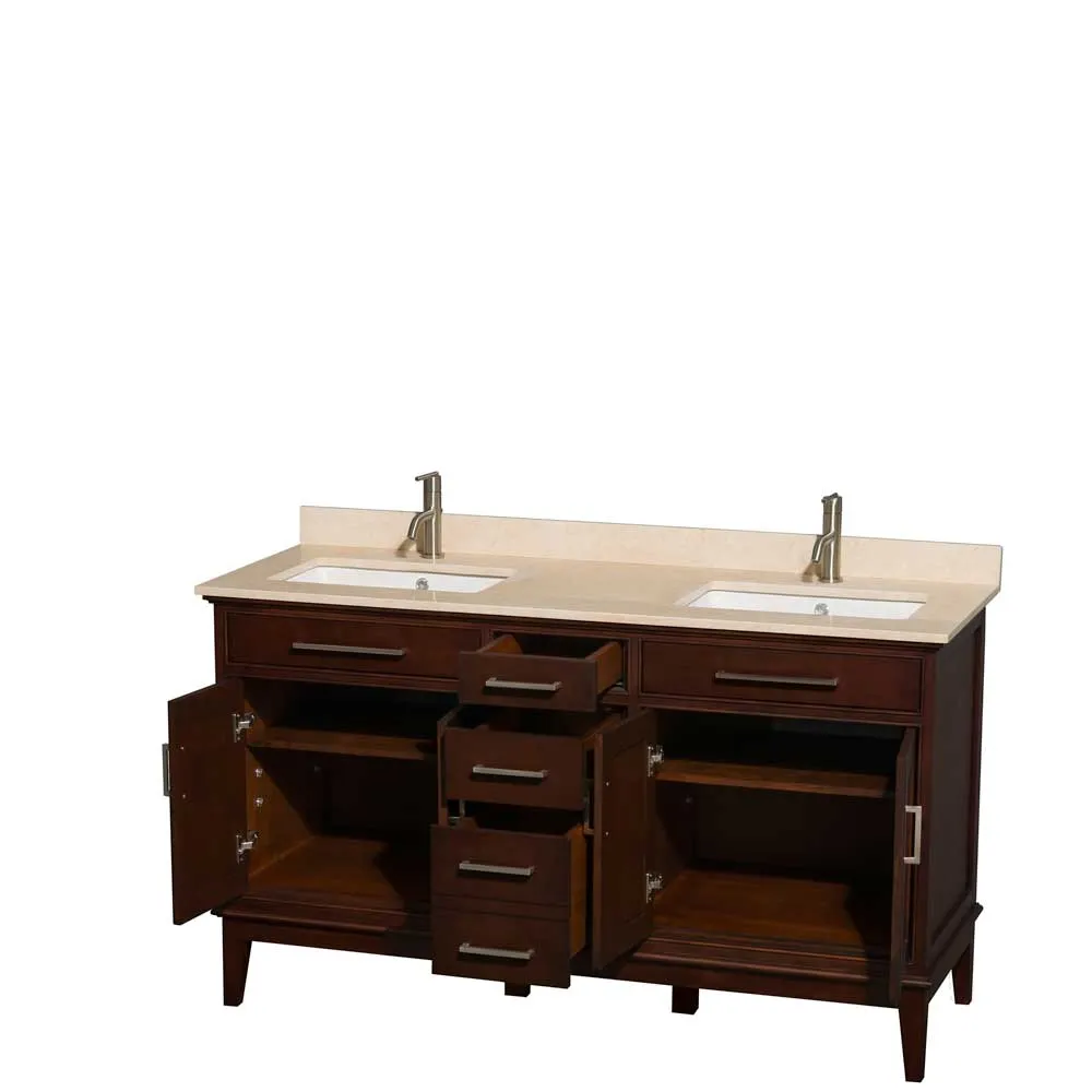 Hatton 60 Inch Double Bathroom Vanity in Dark Chestnut