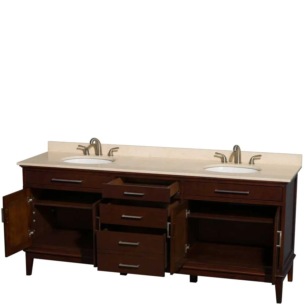 Hatton 80 Inch Double Bathroom Vanity in Dark Chestnut