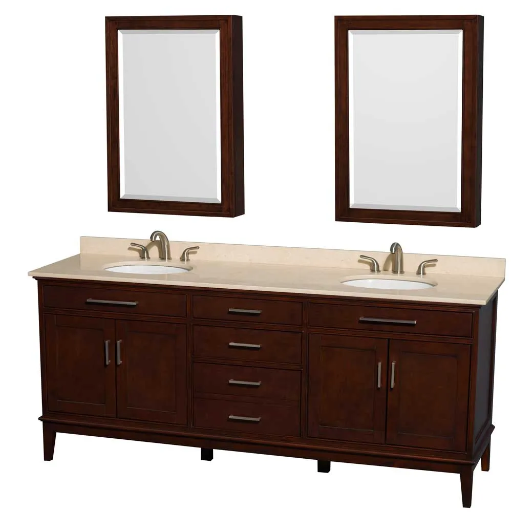 Hatton 80 Inch Double Bathroom Vanity in Dark Chestnut