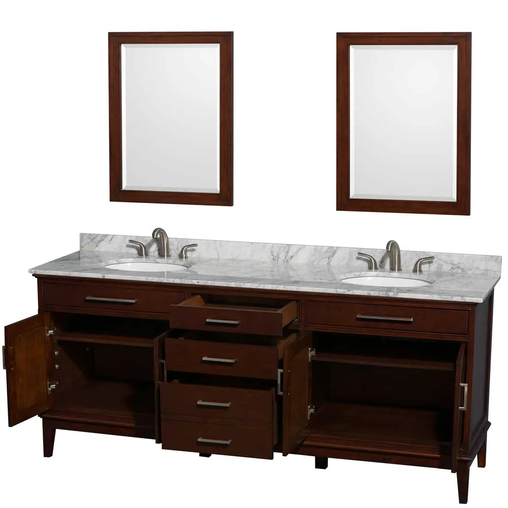 Hatton 80 Inch Double Bathroom Vanity in Dark Chestnut