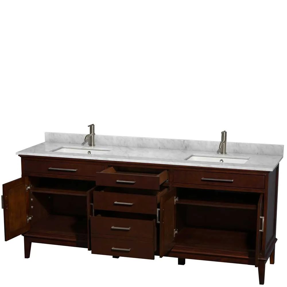 Hatton 80 Inch Double Bathroom Vanity in Dark Chestnut