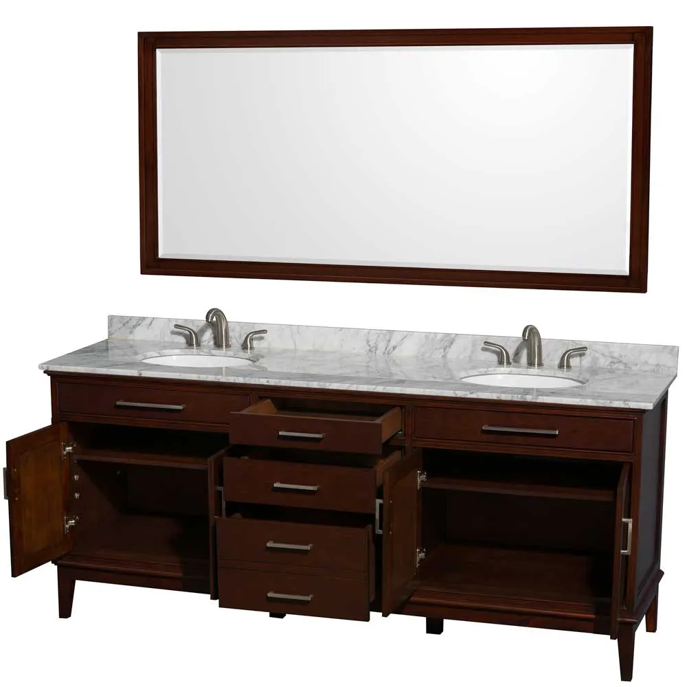 Hatton 80 Inch Double Bathroom Vanity in Dark Chestnut
