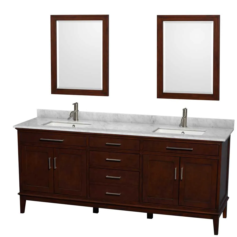 Hatton 80 Inch Double Bathroom Vanity in Dark Chestnut