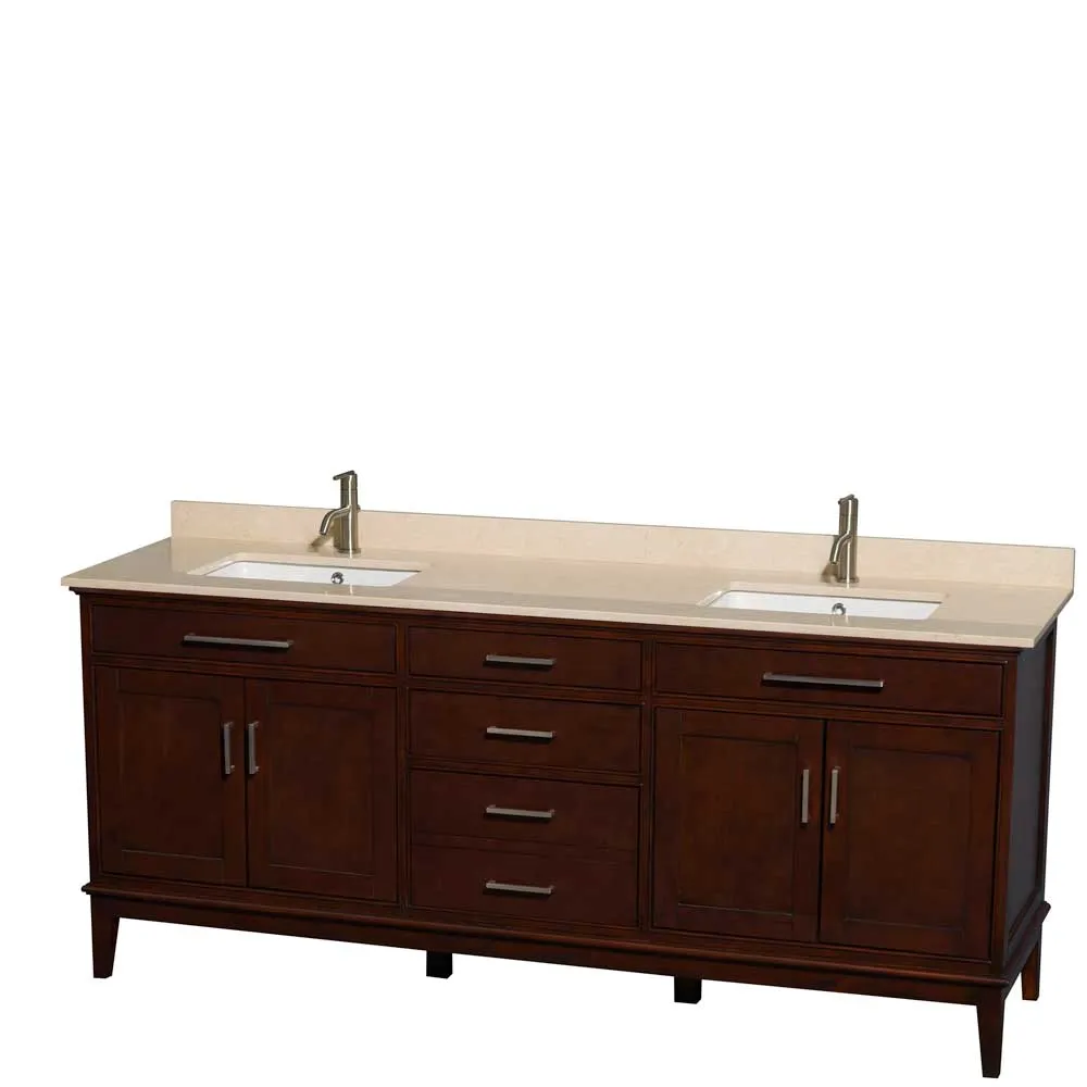 Hatton 80 Inch Double Bathroom Vanity in Dark Chestnut