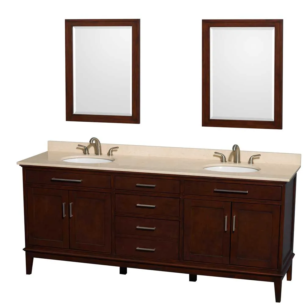 Hatton 80 Inch Double Bathroom Vanity in Dark Chestnut
