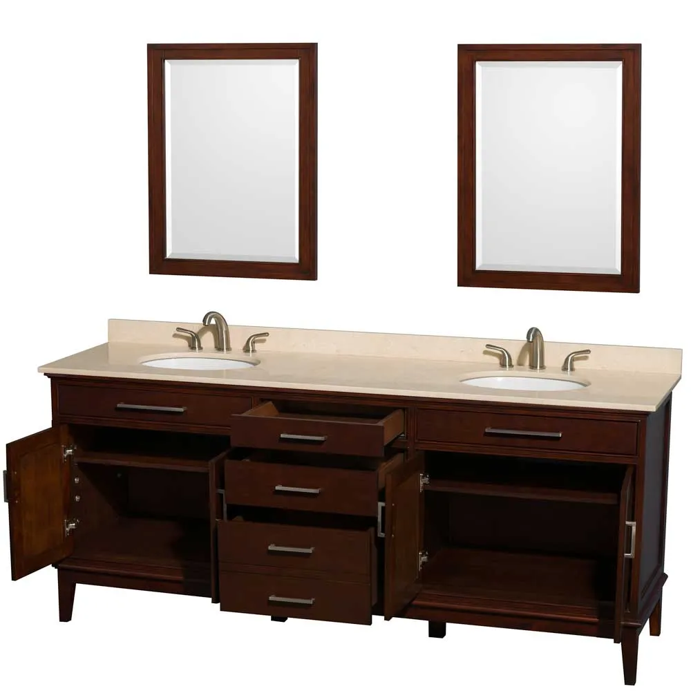 Hatton 80 Inch Double Bathroom Vanity in Dark Chestnut