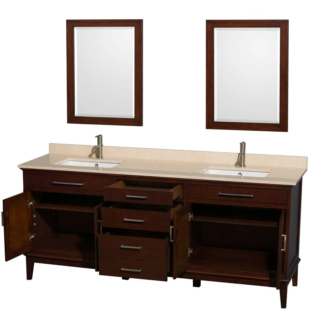Hatton 80 Inch Double Bathroom Vanity in Dark Chestnut