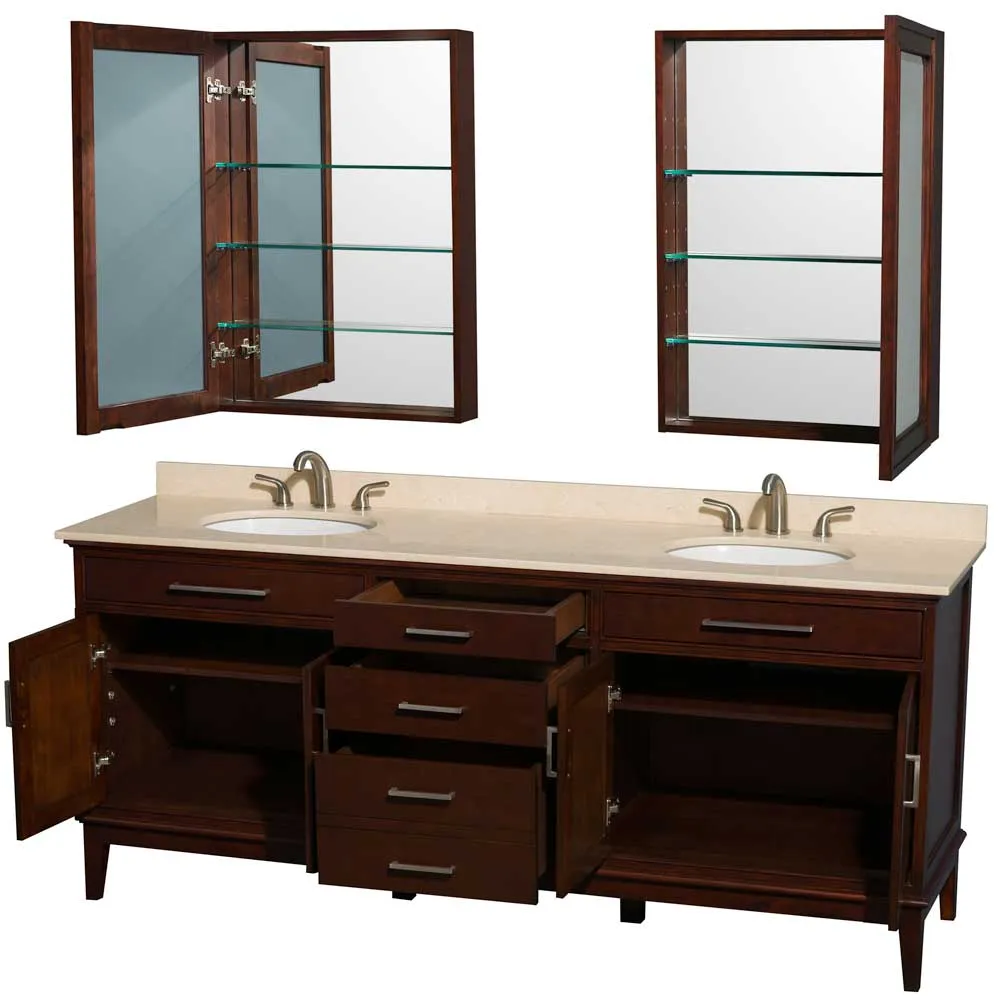 Hatton 80 Inch Double Bathroom Vanity in Dark Chestnut